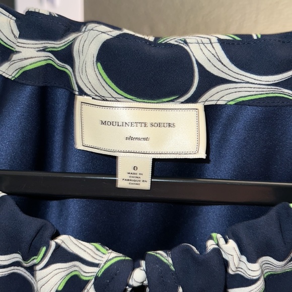 moulinette soeurs, Anthropologie, navy dress with tan ovals “Elipses” dress - Picture 5 of 11